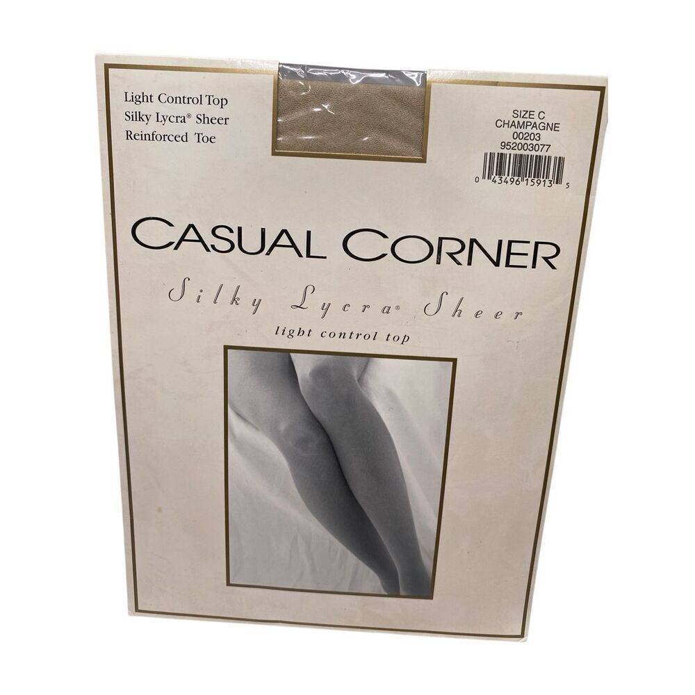 Casual Corner Silky Lycra Sheer Pantyhose Champagne Size C Light Control Top